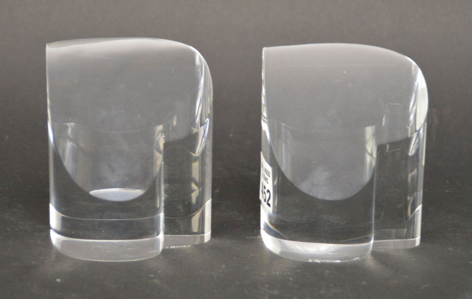 Pair of Steuben Glass Heart Bookends - Signed on (1 of 3)