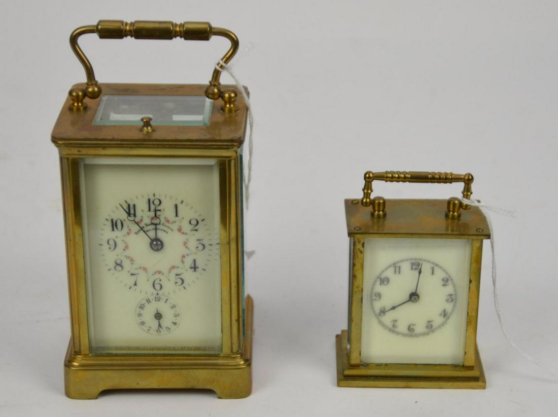 Two Antique Brass Carriage Clocks - a French made for (1 of 6)