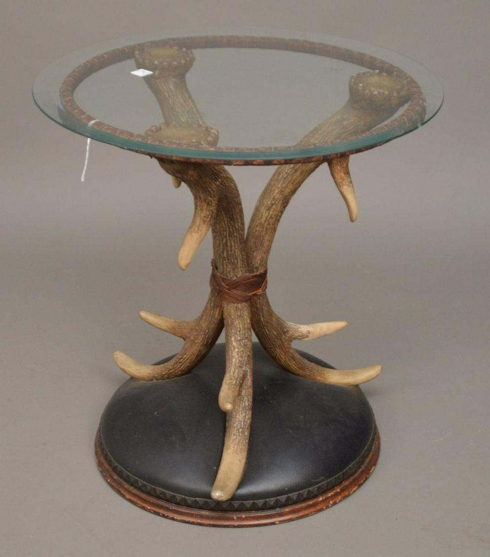 Antler Base Side Table with Glass Top, 25"h x 24"d (1 of 3)