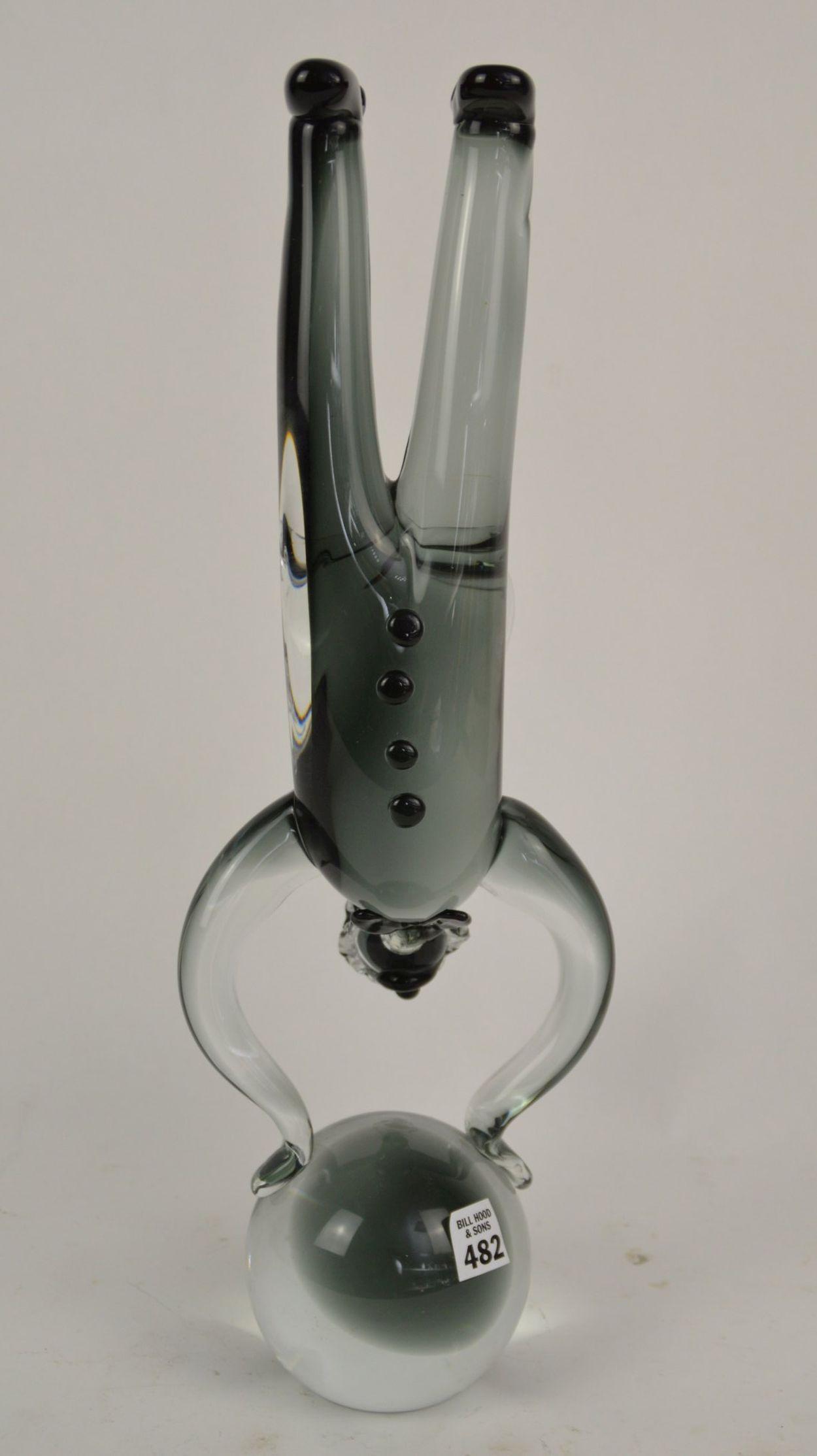 Murano Glass Clown Acrobat Sculpture - Clear and smoked (1 of 4)