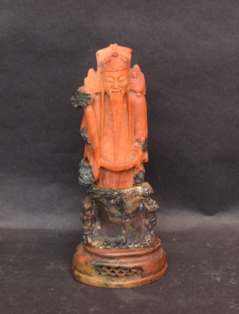 Carved Chinese Soapstone Sage - 8 inches tall (1 of 2)