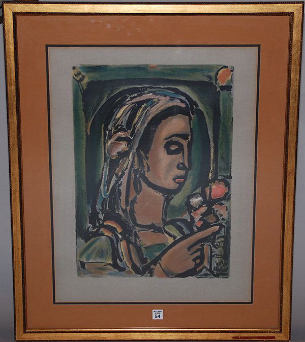 Rouault Georges ( French 1871-1958). Colored Lithog: Rouault Georges ( French 1871-1958). Colored Lithograph with Wide Margins. A superb Impression published by Arthur Rothmann Fine Art. NYC. Titled "La Sybille de Cume". Written in Script under mat in l