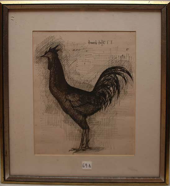 Bernard Buffet (FRENCH, 1928-1999) Lithograph, Roo: Bernard Buffet (FRENCH, 1928-1999) Lithograph, Rooster, numbered 202/300, 16" x 11"