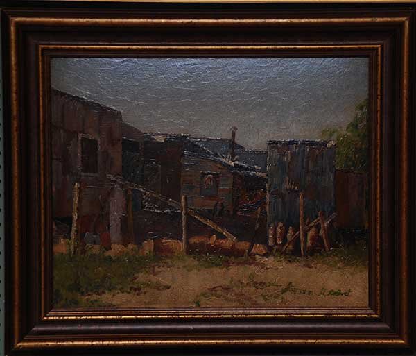 Henri Marcel Robert (SWISS, 1881-1961) oil on heav: Henri Marcel Robert (SWISS, 1881-1961) oil on heavy cardboard, Town View" 18" x 22"