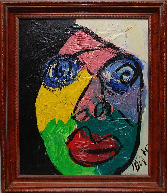Peter Robert Keil, German (1942), oil on canvas, 2: Peter Robert Keil, German (1942), oil on canvas, 20" x 24", signed lower right, Keil 75 and verso P. Keil, Berlin, "Abstract Head"