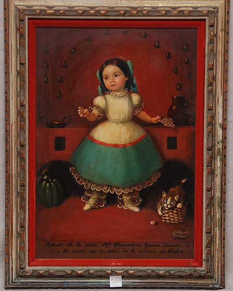 Mexican School signed J. Sanchez oil on board, "N: Mexican School signed J. Sanchez oil on board, "Nina" 20" x 14"