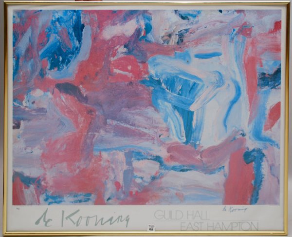 Willem de Kooning (AMERICAN/DUTCH, 1904-1997) Poste: Willem de Kooning (AMERICAN/DUTCH, 1904-1997) Poster/Print, Guild Hall East Hampton, hand signed & numbered 9/50, 32" x 38"