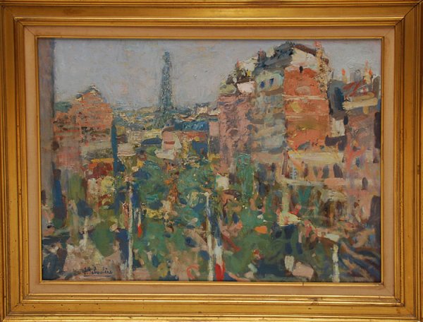 Eugène Baboulène (FRENCH, 1905-1994) oil on canvas: Eugène Baboulène (FRENCH, 1905-1994) oil on canvas, signed on front & back, verso also reads Printemps Bd. Montparnasse 1967 23-3/4"x31-3/4"