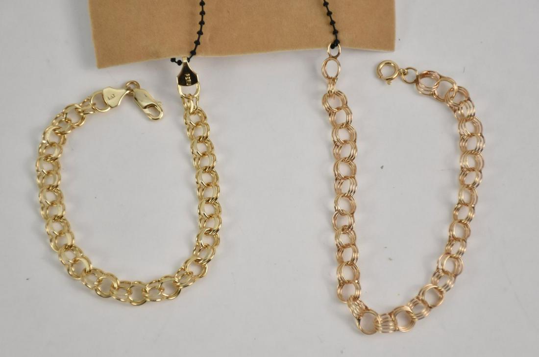 2 Vintage Double Circle Link Bracelets, 7 1/8"L & 7 (1 of 3)