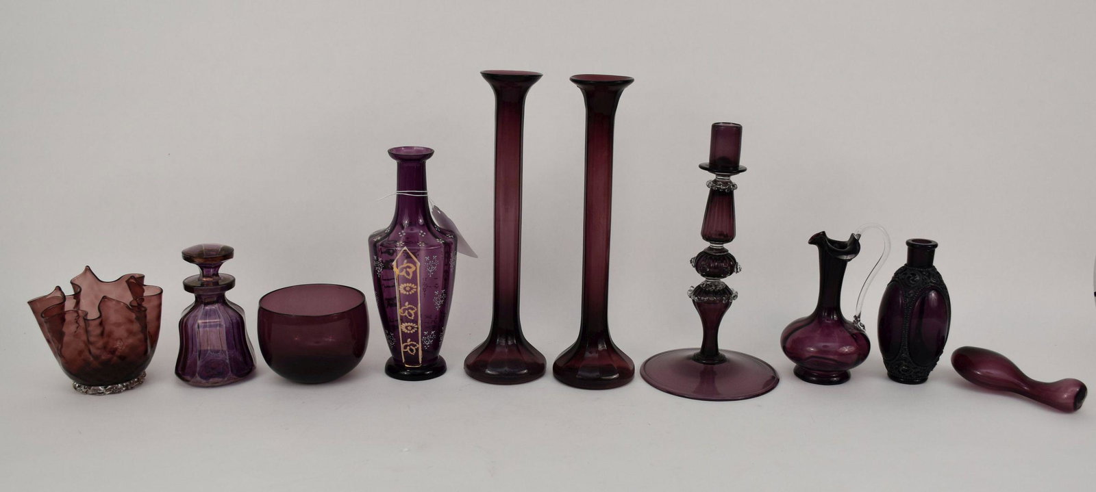 10 Assorted Amethyst Victorian Glassware Objects, (1 of 4)