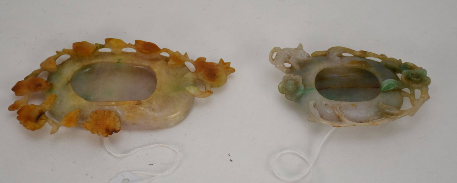 TWO ANTIQUE CHINESE JADE BRUSH WASHERS.  One brush wash (1 of 9)
