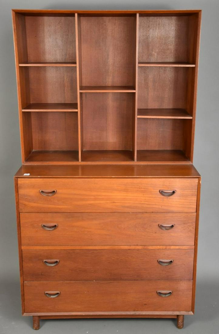 Mid Century Danish Desk/Cabinet, Open Compartment Over (1 of 13)