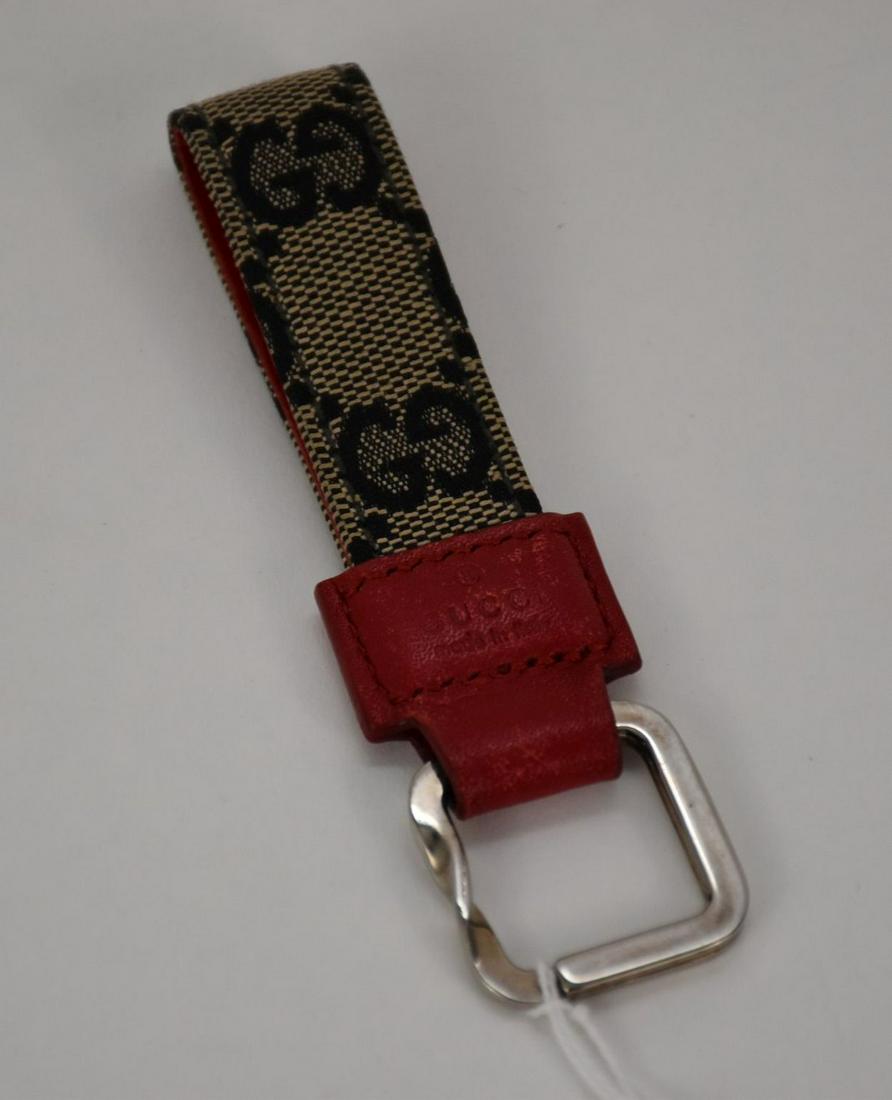 Gucci Canvas Red Leather Charm GG Logo Keyring. (1 of 2)