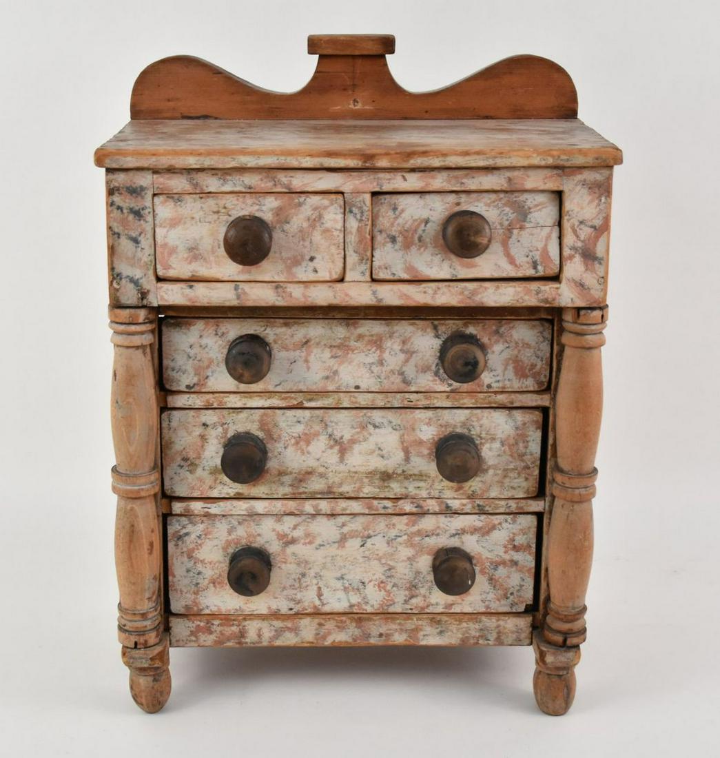 Empire Doll Chest of Drawers with Marbleized Folk Art (1 of 6)