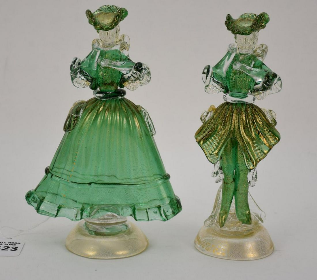 Two Murano Glass Venetian Couple Figures - Green and (1 of 4)