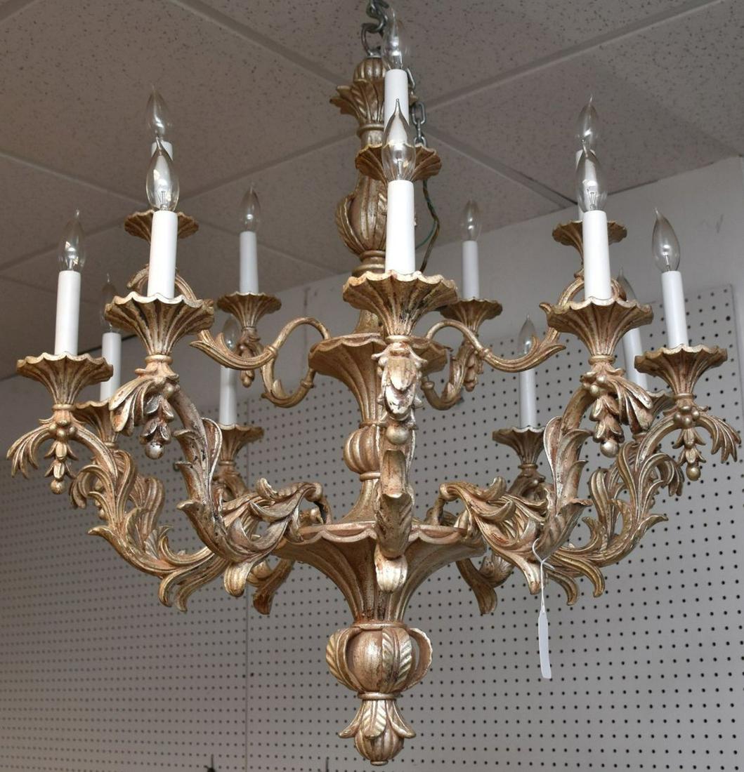 Silvered Leaf & Scroll Motif Chandelier, 10 Lower (1 of 4)