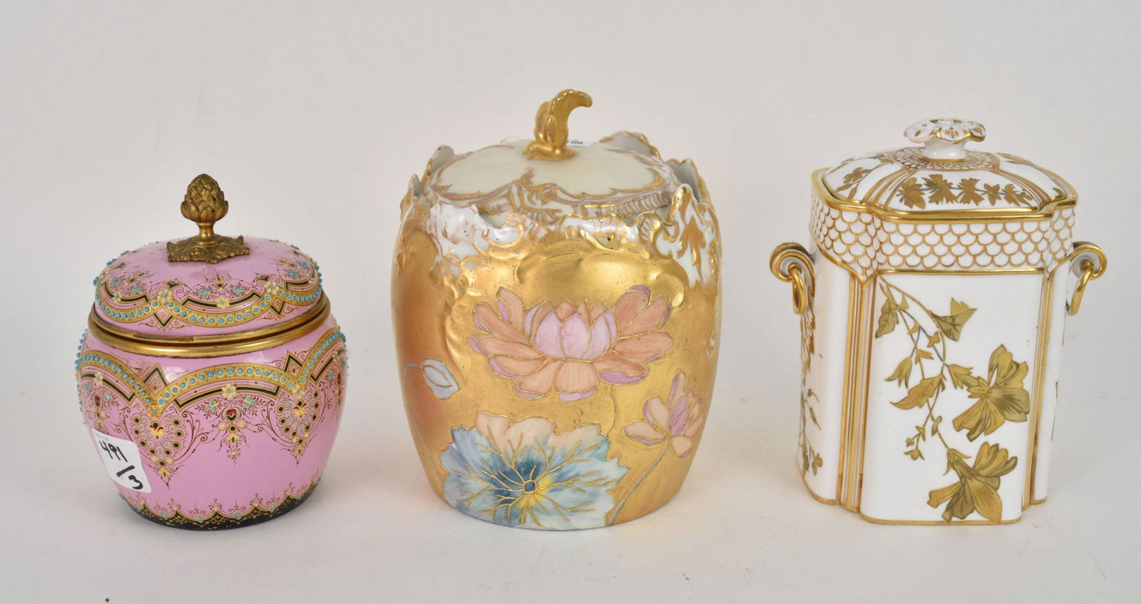 3 Porcelain Antique Biscuit Jars, Copeland Spode, (1 of 8)