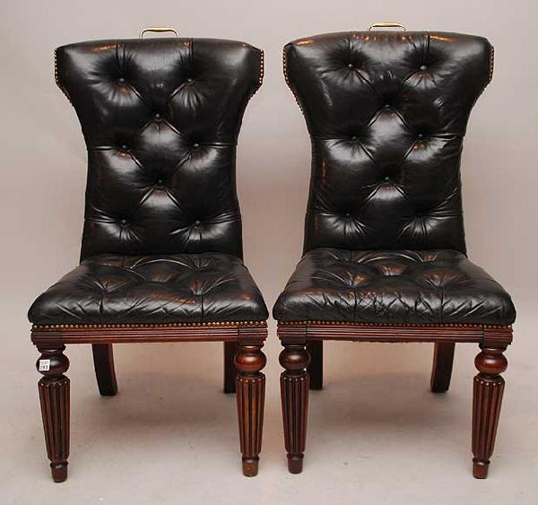 2 Ralph Lauren collection black leather tufted cha: 2 Ralph Lauren collection black leather tufted chairs