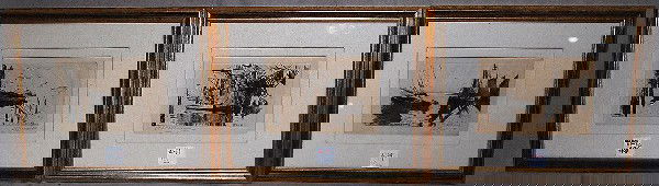 3 Etchings by- Anthony Thieme (AMERICAN, 1888-1954): 3 Etchings by- Anthony Thieme (AMERICAN, 1888-1954) "boat harbor scenes", 4"x6"each