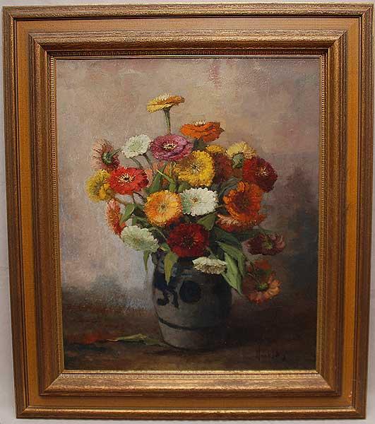 Henk Bos (DUTCH, 1901-1979) oil on canvas, floral: Henk Bos (DUTCH, 1901-1979) oil on canvas, floral still life, 20"x24"