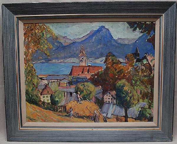 WPA School, oil on board ca. 1950's, no apparent s: WPA School, oil on board ca. 1950's, no apparent signature. 20"x 25"