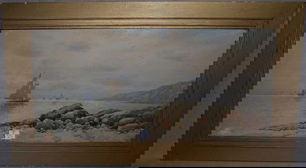 (2) two paintings sold together: William Frederic: (2) two paintings sold together: William Frederick Paskell (AMERICAN, 1866-1951) Watercolors, coastal scenes, 11"x24"