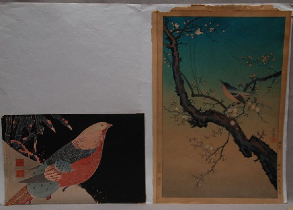 Koitsu Tsuchiya Wood Block Print, Plum Tree w/ Bir: Koitsu Tsuchiya Wood Block Print, Plum Tree w/ Bird, dated 1940. Published by Doi co. Approx. 16"x10"