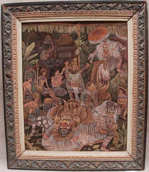 3 Classic Balinese paintings on canvas, signed app: 3 Classic Balinese paintings on canvas, signed approx. 12"x16"