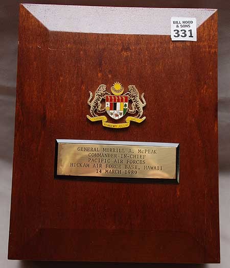 Kris presentation piece from the deputy minister o: Kris presentation piece from the deputy minister of Malaysia, March 14, 1989 to General A. Mc Peak