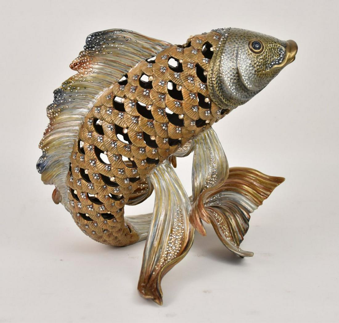 Jay Strongwater Large Koi Fish Figurine 14” x 16” With (1 of 13)