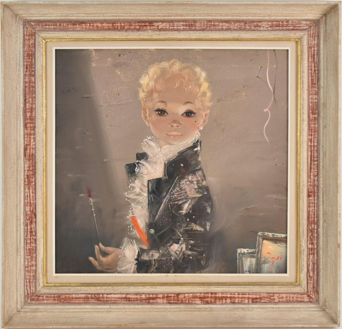 Igor Pantuhoff (Russian 1911-1972) oil on canvas,: Igor Pantuhoff (Russian 1911-1972) oil on canvas, GENTLEMAN PAINTER, canvas 20 x 20 inches framed- 27-1/2 x 27-1/2 inches