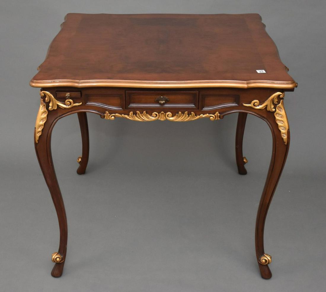 Karges Carved Mahogany Games Table with gilt accents. (1 of 4)