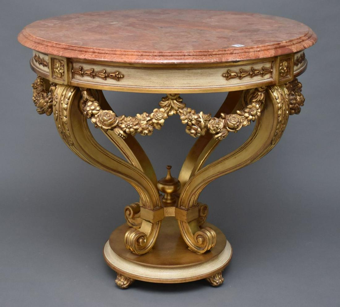 Carved & Gilded Louis XV Style Center Table with marble (1 of 4)