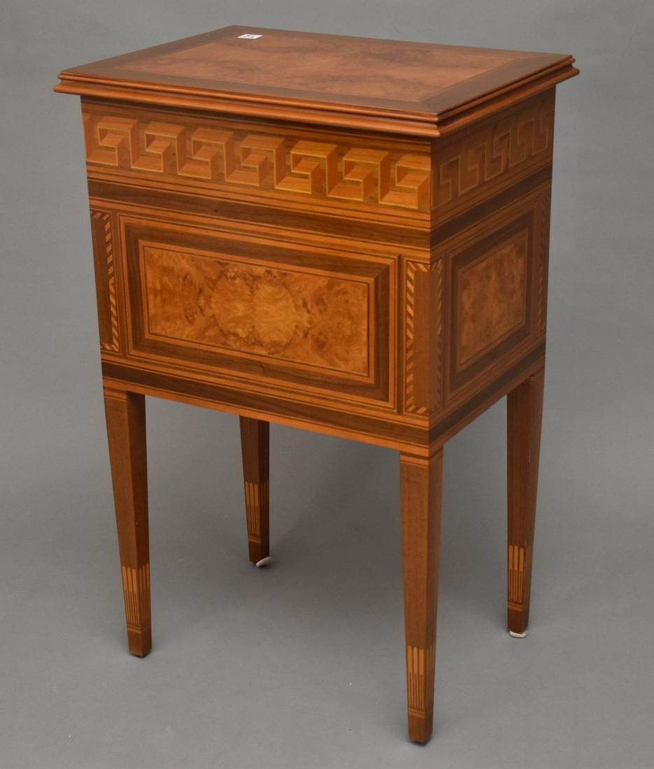 Inlaid Mahogany Stand with one drawer over one door.: Inlaid Mahogany Stand with one drawer over one door. Ht. 32” Width 20” Depth 15”