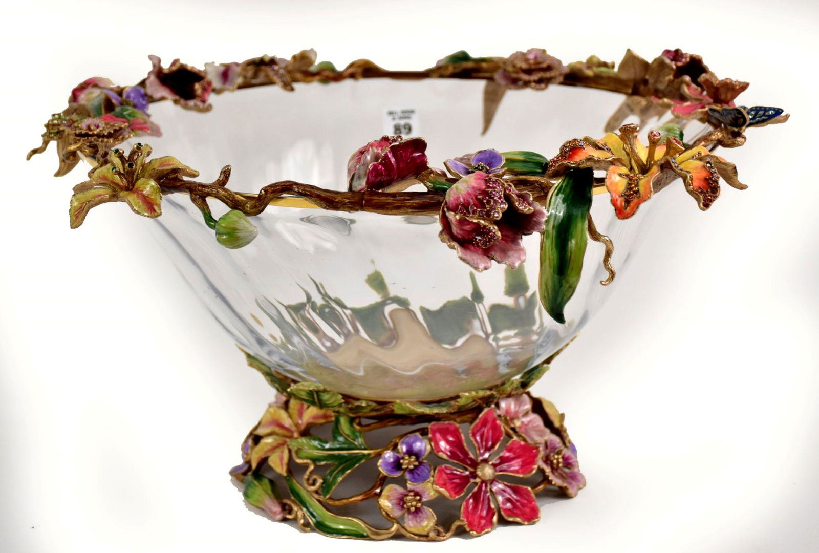 Jay Strongwater Large Dutch Floral Glass Bowl Height (1 of 16)