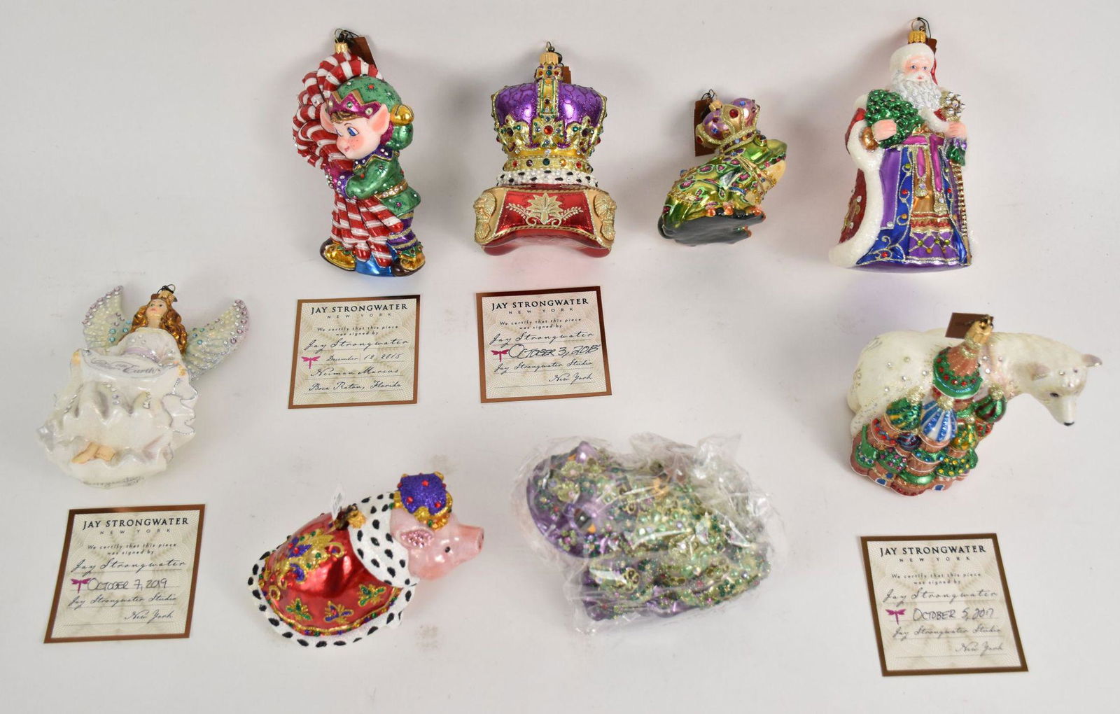 8 Jay Strongwater Glass Christmas Ornaments. Victorian (1 of 17)