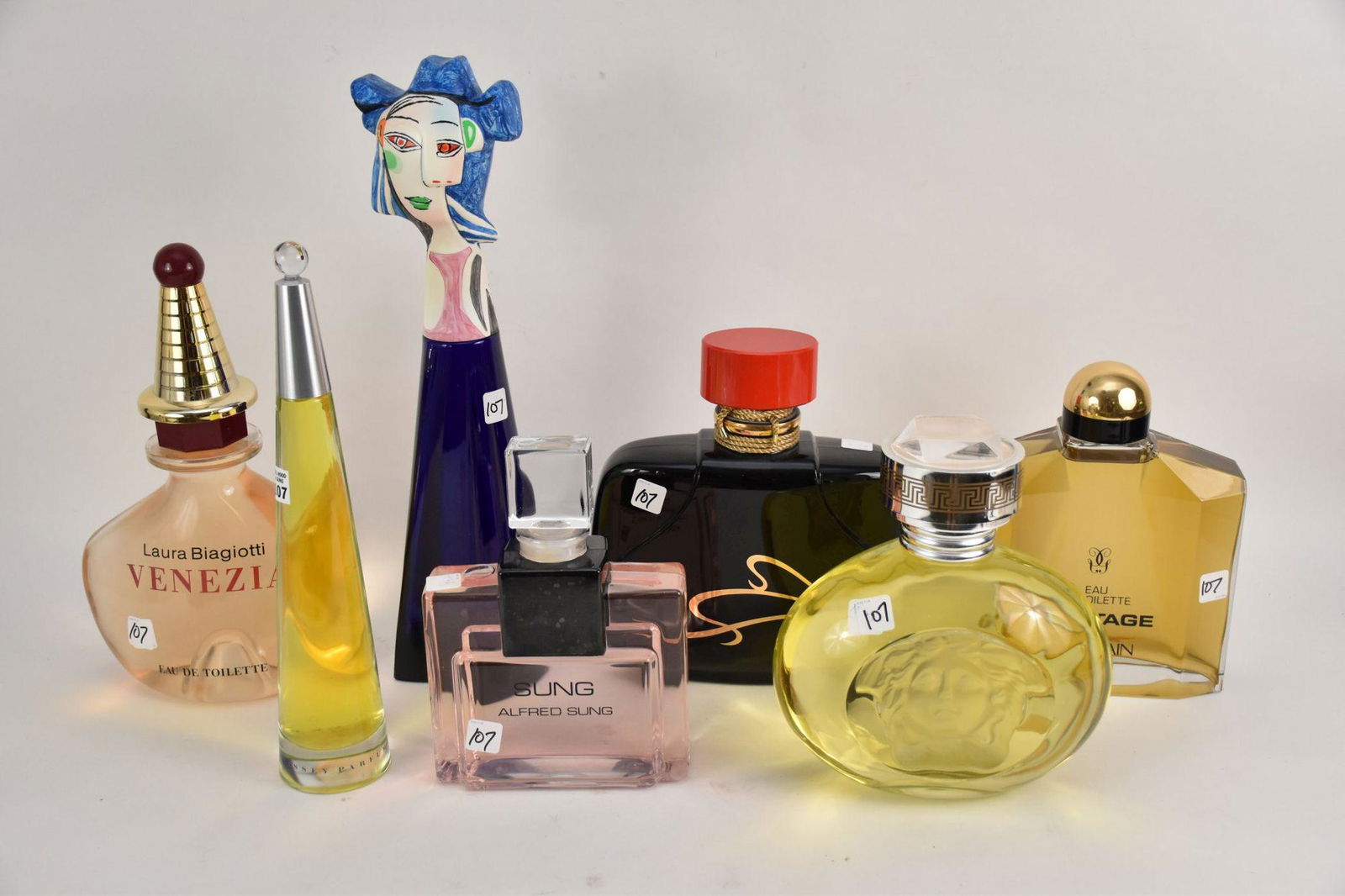 Lot of 7 Factice, incl; Issey Miyake L' Eaud (16"h), (1 of 9)