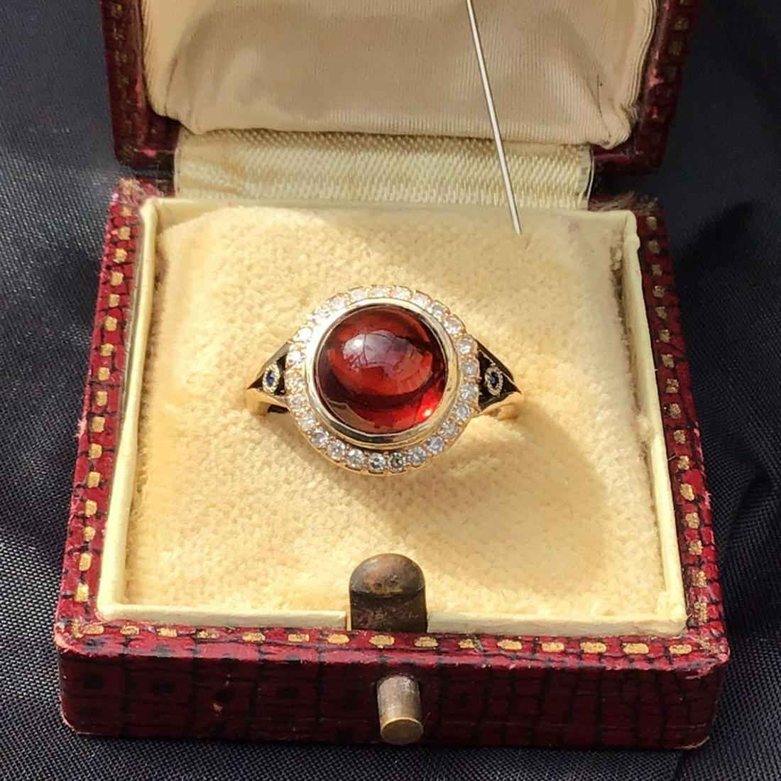 Russian Antique Gold Diamond Garnet Ring Beautiful: Russian Antique Gold Diamond Garnet Ring Beautiful Antique Russian gold diamond garnet sapphire ring stamped 56 and maker marks. Size is 6