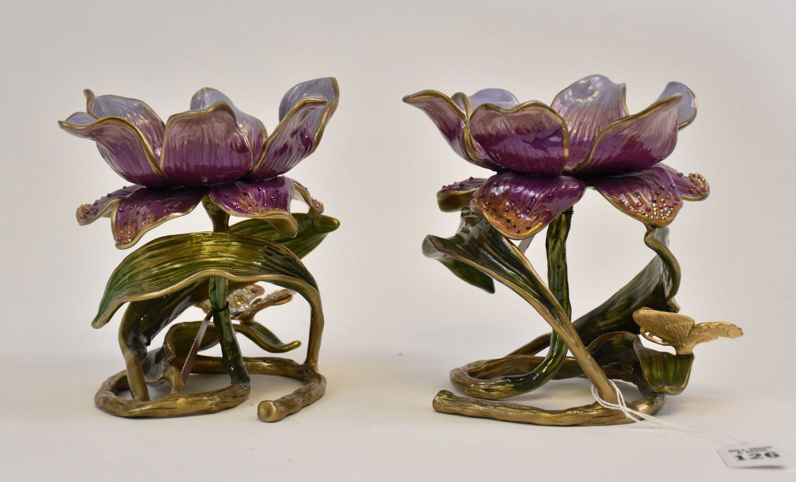 Pair Jay Strongwater Floral Form Candle Holders Ht. 7” (1 of 8)