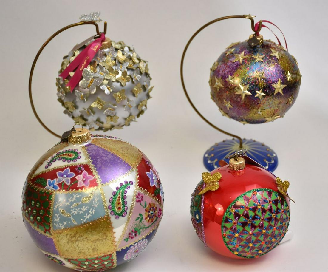 4 Jay Strongwater Circular Glass Christmas Ornaments. (1 of 6)