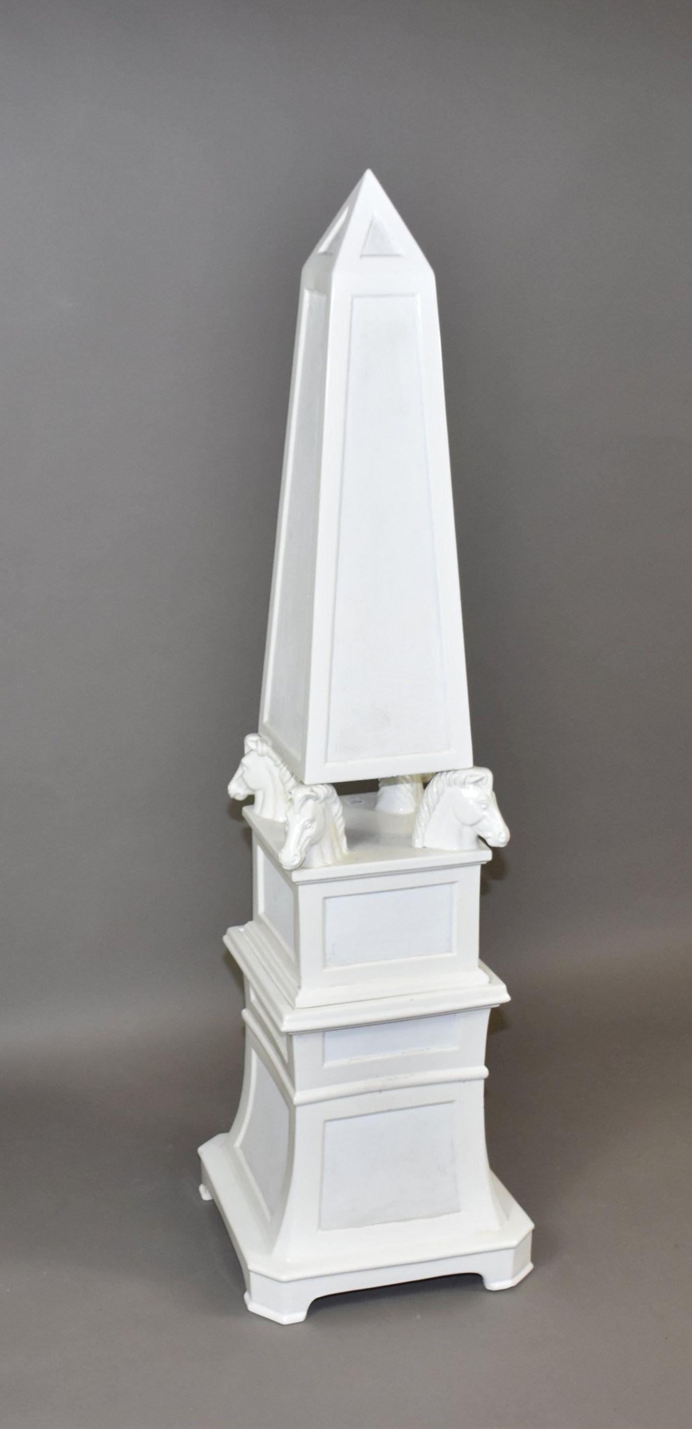 Monumental Oggetti Italian Pottery Figural Horse: Monumental Oggetti Italian Pottery Figural Horse Obelisk. Condition: one very small glaze chip on base. Height 62" Width 17" Depth 17"