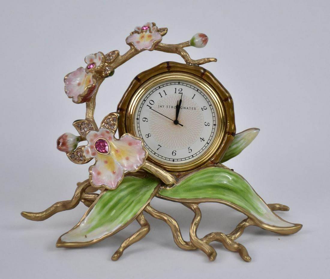 Jay Strongwater Orchid Clock. Ht. 5”. With original (1 of 8)