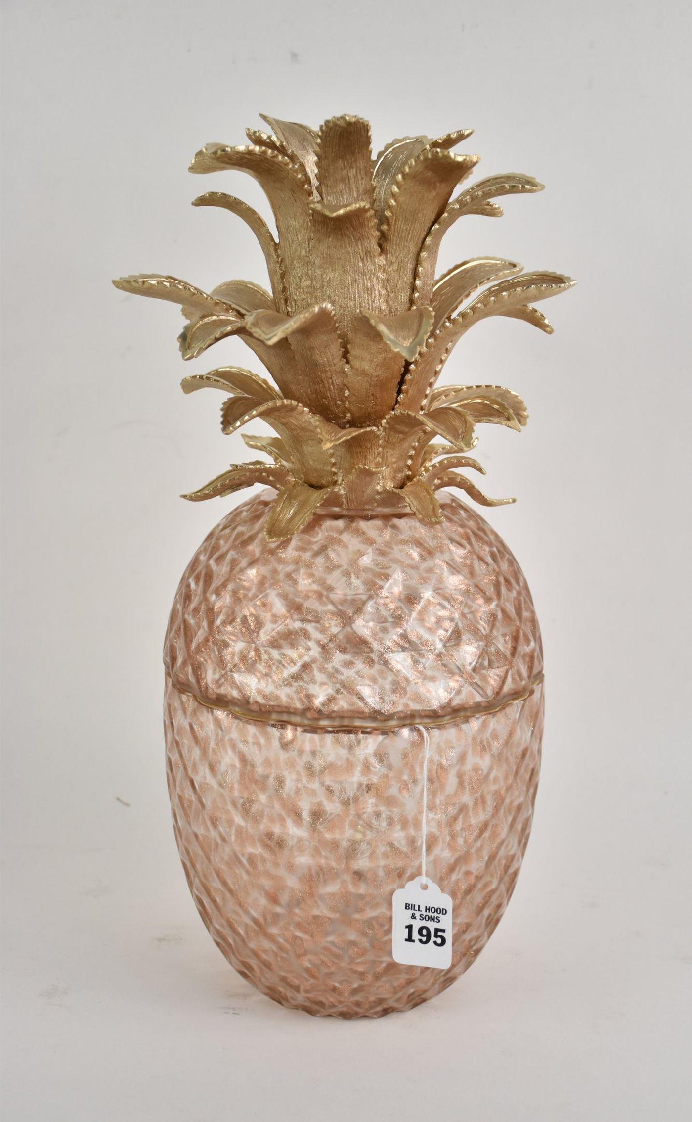 Jay Strongwater Pineapple Gilded & Glass Jar. Ht. 16” (1 of 10)