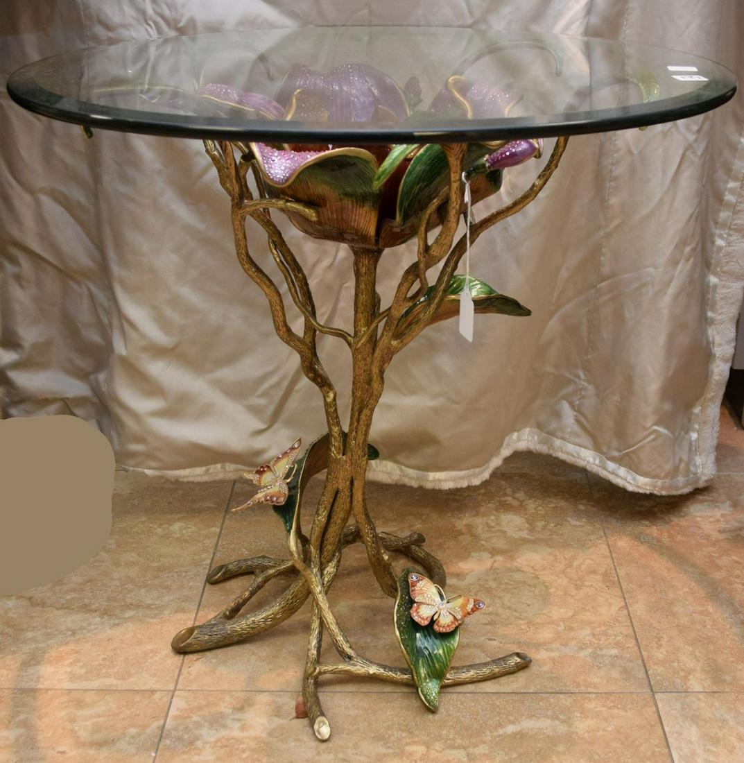 Jay Strongwater Marjorie Magnolia Table with floral (1 of 8)