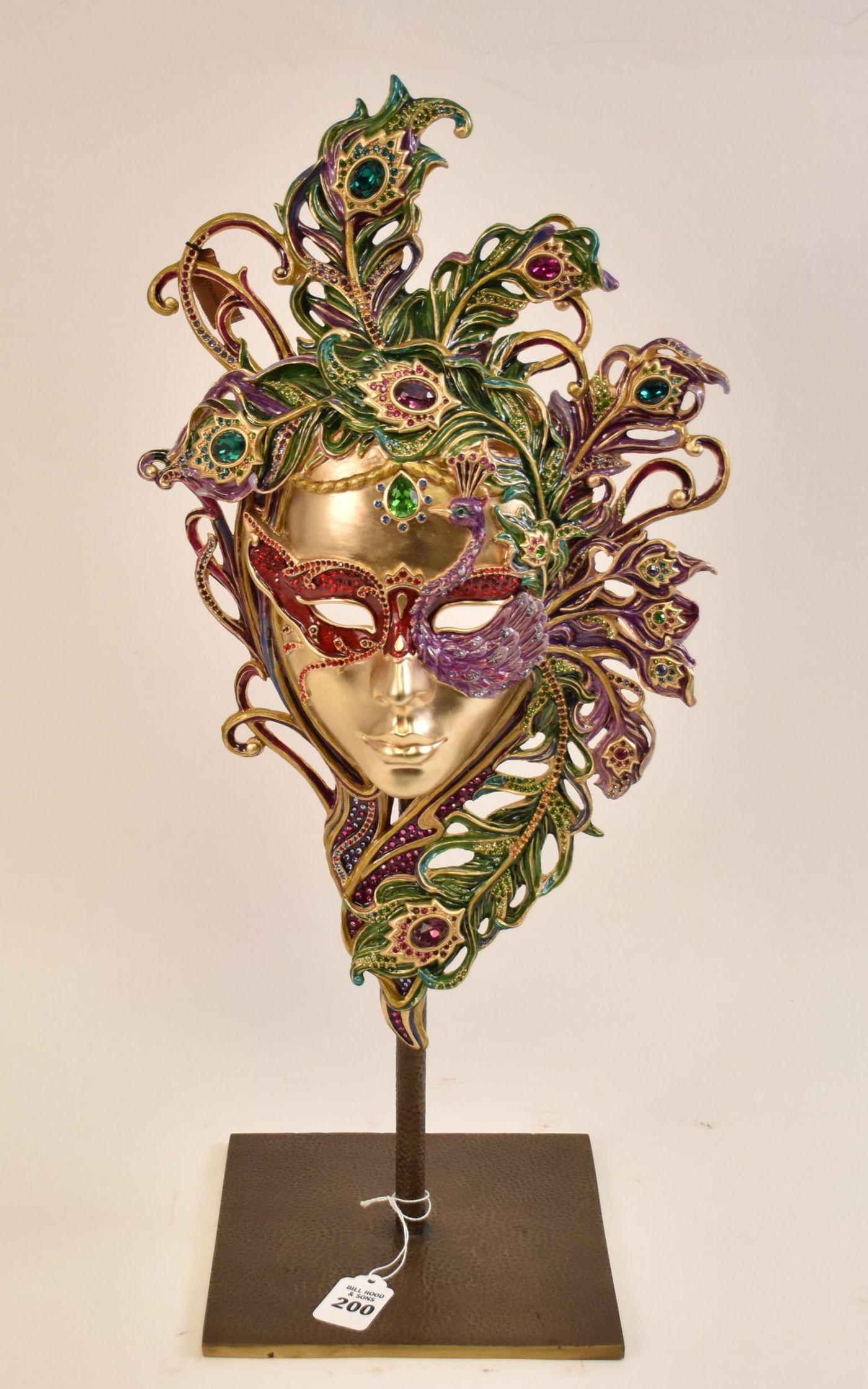 Jay Strongwater Enameled Bronze Masquerade Mask with (1 of 5)