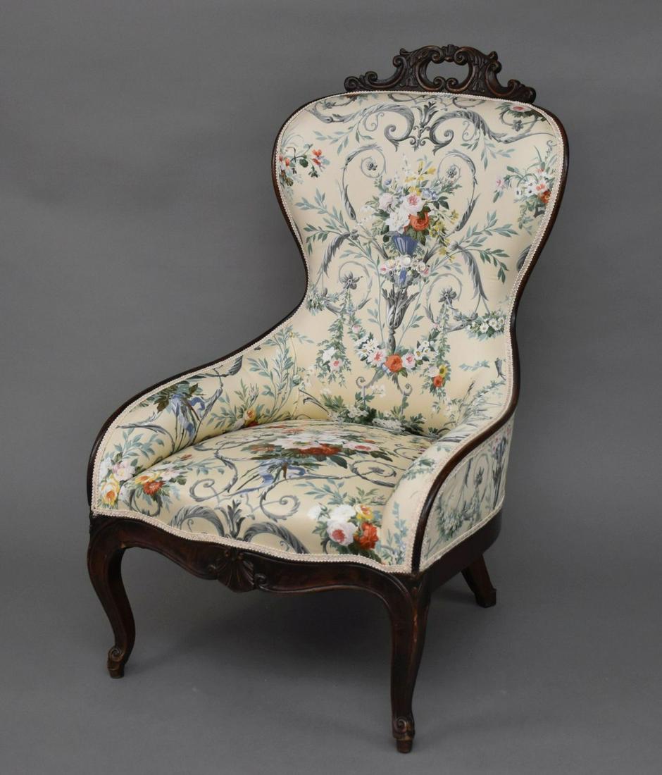 Victorian Side Chair with Carved Scroll Crest Leading (1 of 5)