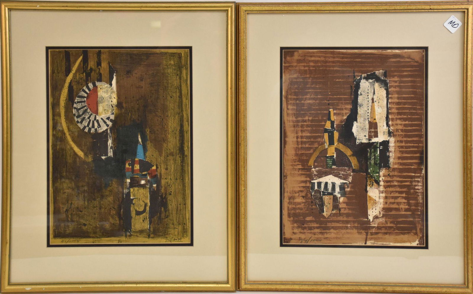 PAIR: Johnny Friedlaender (German 1912-1992) Abstract (1 of 4)