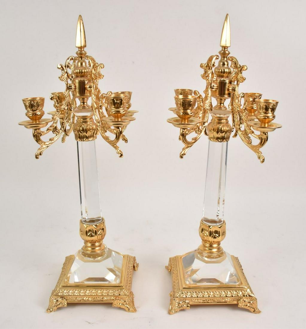 Pair of Crystal & Gilt Brass Candelabras - Four-light (1 of 9)