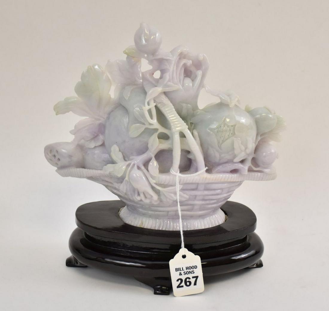 Chinese Carved Jade Basket of Pomegranates Figure - A (1 of 5)