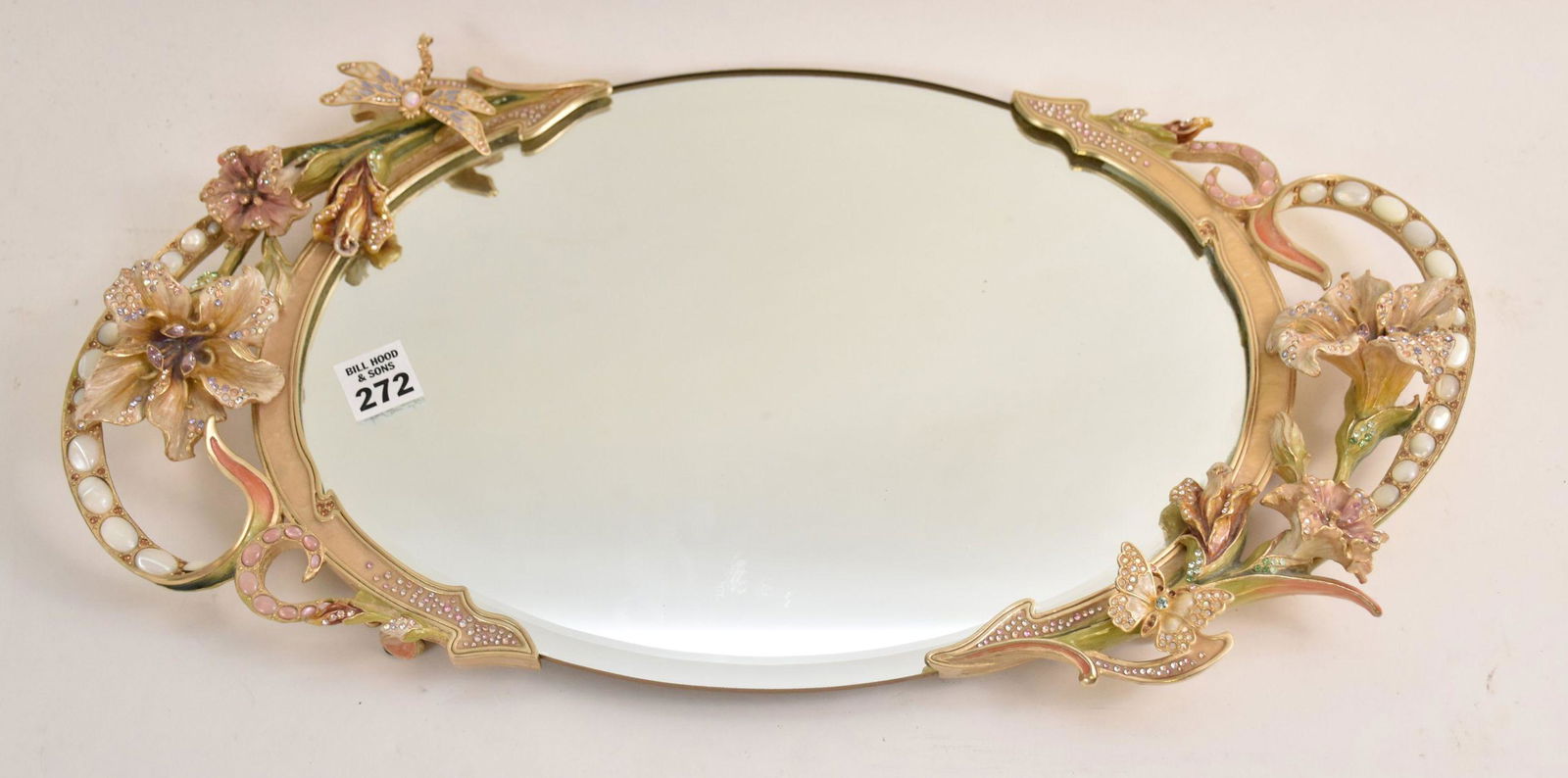 Jay Strongwater Veronique Floral Mirrored Vanity Tray - (1 of 5)